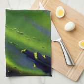  wetenschap Fiction Green Planet w Spaceship Theedoek (Quarter Fold)