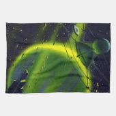  wetenschap Fiction Green Planet w Spaceship Theedoek (Horizontaal)