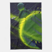  wetenschap Fiction Green Planet w Spaceship Theedoek (Verticaal)