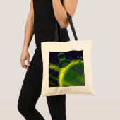 wetenschap Fiction Green Planet w Spaceship Tote Bag (Voorkant (product))