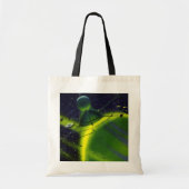 wetenschap Fiction Green Planet w Spaceship Tote Bag (Voorkant)