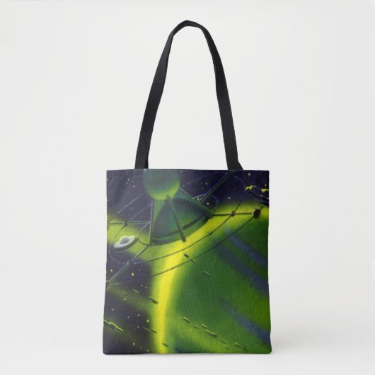 wetenschap Fiction Green Planet w Spaceship Tote Bag (Voorkant)