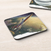 wetenschap Fiction Spaceship Airplane Earth Bier Onderzetter (Linkerzijde)