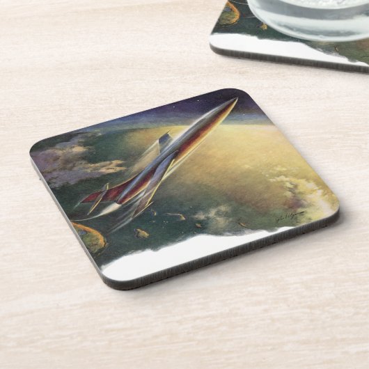  wetenschap Fiction Spaceship Airplane Earth Bier Onderzetter (Linkerzijde)