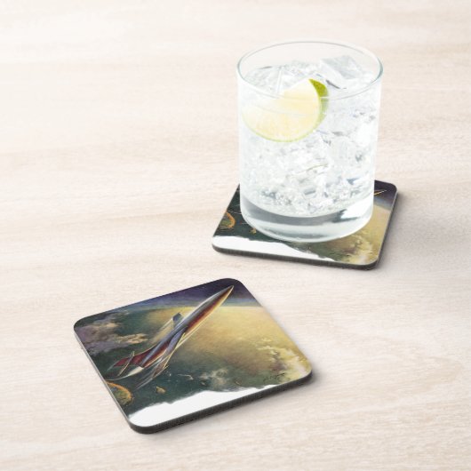  wetenschap Fiction Spaceship Airplane Earth Bier Onderzetter (Rechterzijde)