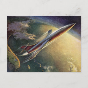  wetenschap Fiction Spaceship Airplane Earth Briefkaart