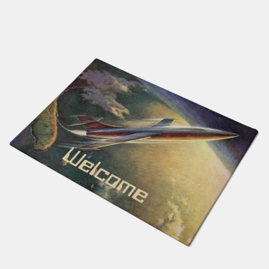  wetenschap Fiction Spaceship Airplane Earth Deurmat (Schuin)