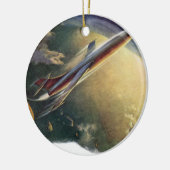 wetenschap Fiction Spaceship Airplane Earth Keramisch Ornament (Links)