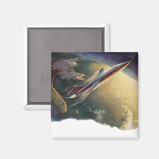 wetenschap Fiction Spaceship Airplane Earth Magneet (Voorkant / Achterkant)