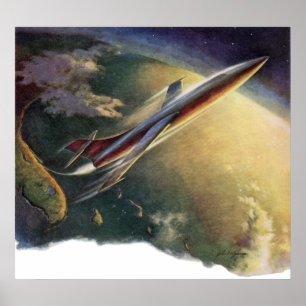  wetenschap Fiction Spaceship Airplane Earth Poster