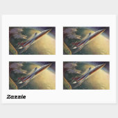 wetenschap Fiction Spaceship Airplane Earth Rechthoekige Sticker (Vel)