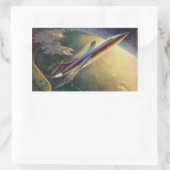 wetenschap Fiction Spaceship Airplane Earth Rechthoekige Sticker (Tas)