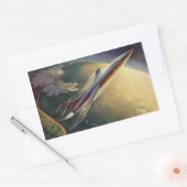 wetenschap Fiction Spaceship Airplane Earth Rechthoekige Sticker (Envelop)