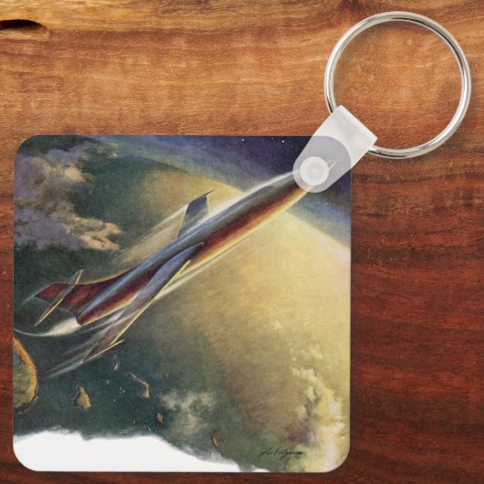  wetenschap Fiction Spaceship Airplane Earth Sleutelhanger (Achterkant)