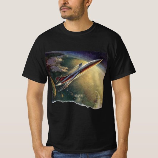 wetenschap Fiction Spaceship Airplane Earth T-shirt (Voorkant)