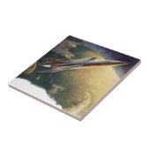 wetenschap Fiction Spaceship Airplane Earth Tegeltje (Zijkant)