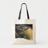 wetenschap Fiction Spaceship Airplane Earth Tote Bag (Voorkant)