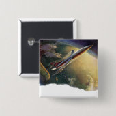 wetenschap Fiction Spaceship Airplane Earth Vierkante Button 5,1 Cm (Voorkant /achterkant)
