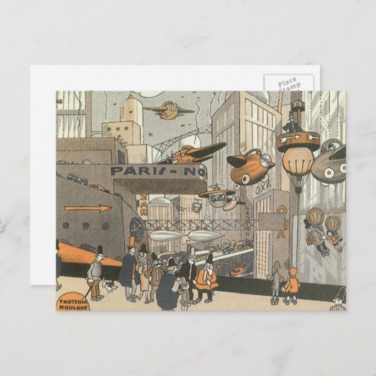  Wetenschap Fiction Urban Paris, Steam Punk Briefkaart (Voorkant / Achterkant)