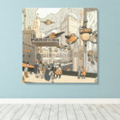  Wetenschap Fiction Urban Paris, Steam Punk Canvas Afdruk (Insitu (Houten vloer))