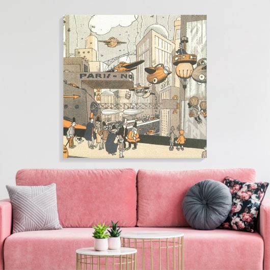  Wetenschap Fiction Urban Paris, Steam Punk Canvas Afdruk (Insitu (Woonkamer))