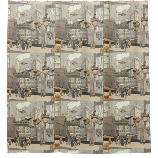  Wetenschap Fiction Urban Paris, Steam Punk Douchegordijn (Voorkant)