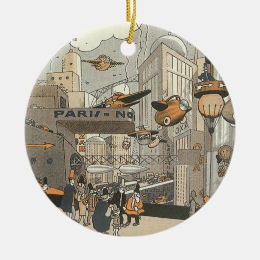 Wetenschap Fiction Urban Paris, Steam Punk Keramisch Ornament (Voorkant)