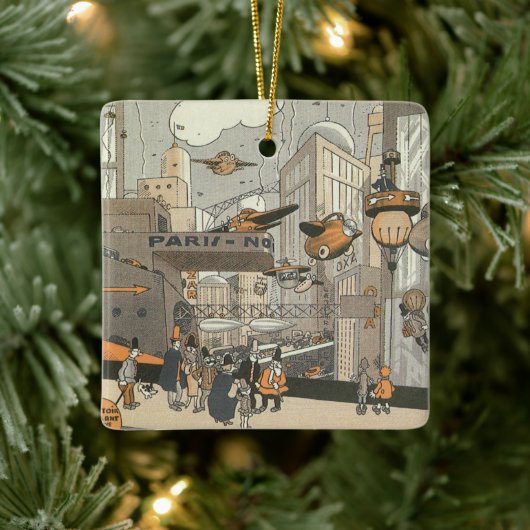 Wetenschap Fiction Urban Paris, Steam Punk Keramisch Ornament (Boom)