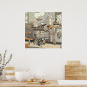 Wetenschap Fiction Urban Paris, Steam Punk Poster (Keuken)