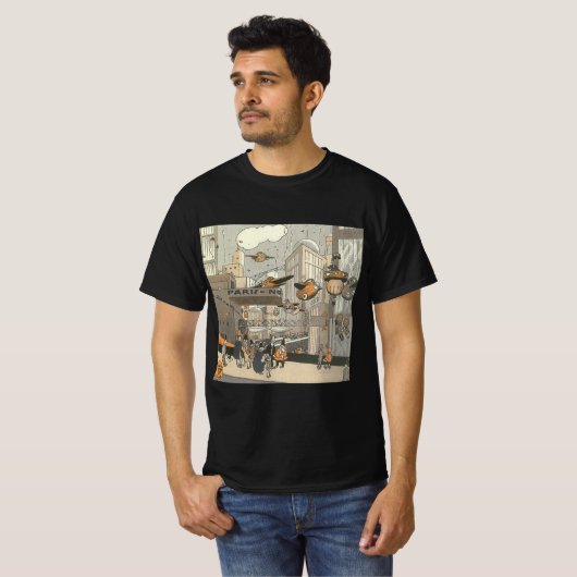  Wetenschap Fiction Urban Paris, Steam Punk T-shirt (Voorkant volledig)