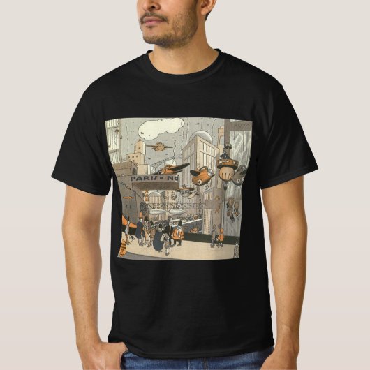 Wetenschap Fiction Urban Paris, Steam Punk T-shirt (Voorkant)