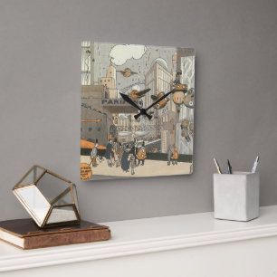 Wetenschap Fiction Urban Paris, Steam Punk Vierkante Klok