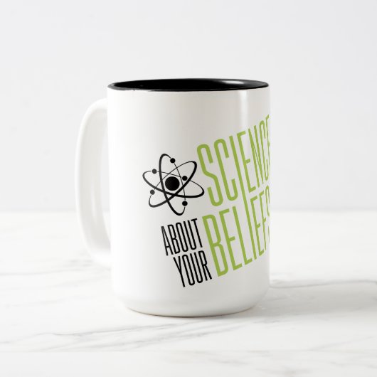 Wetenschap geeft er niets om tweekleurige koffiemok (Voorkant links)