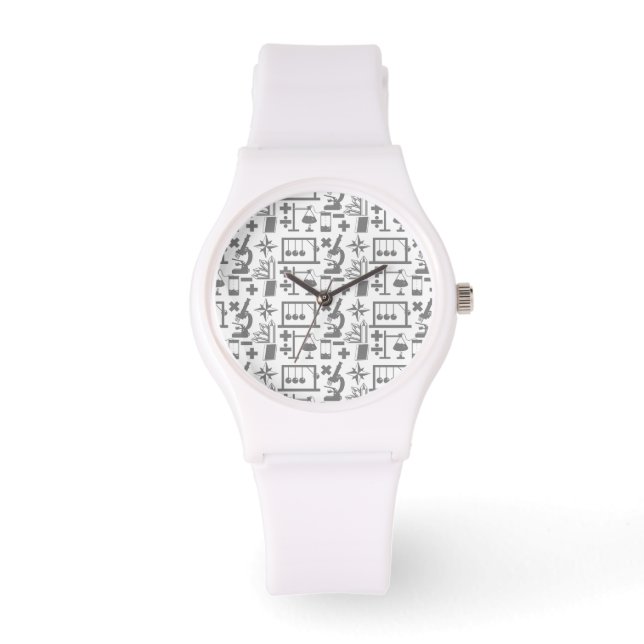 Wetenschap Geek Nerd Patroon Horloge (Voorkant)