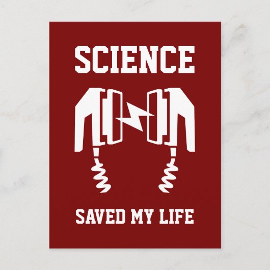 Wetenschap heeft mijn leven gered briefkaart (Voorkant)