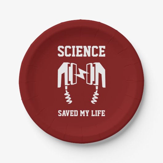 Wetenschap heeft mijn leven gered papieren bordje (Voorkant)