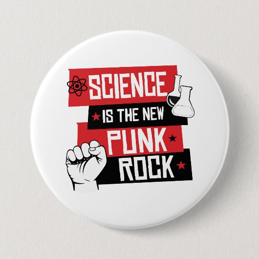 WETENSCHAP IS DE NIEUWE PUNK ROTS RONDE BUTTON 7,6 CM (Voorkant)