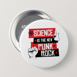 WETENSCHAP IS DE NIEUWE PUNK ROTS RONDE BUTTON 7,6 CM