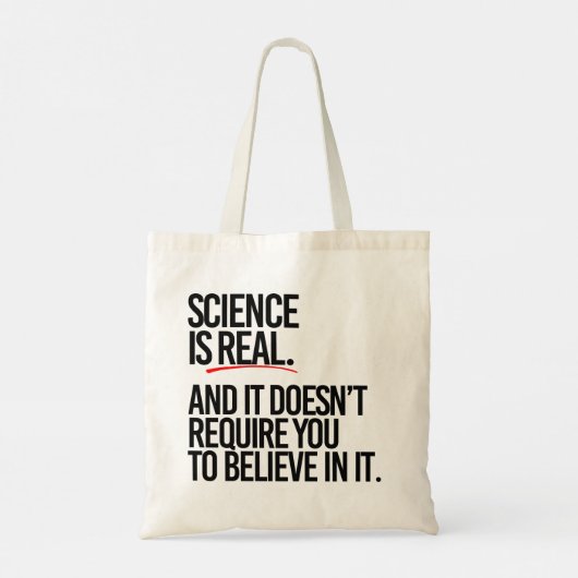 Wetenschap is echt en je hoeft het niet te geloven tote bag (Achterkant)