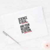 Wetenschap is echt en je religie is fictie ronde sticker (Envelop)