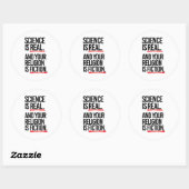 Wetenschap is echt en je religie is fictie ronde sticker (Vel)