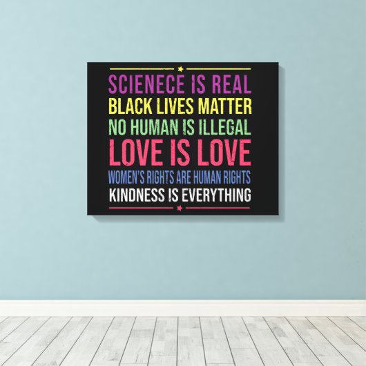 Wetenschap is echt, zwart leven is materie liefde canvas afdruk (Insitu (Houten vloer))