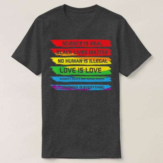 Wetenschap is echt zwart, regenboogstraal LGBT T-shirt (Design voorkant)