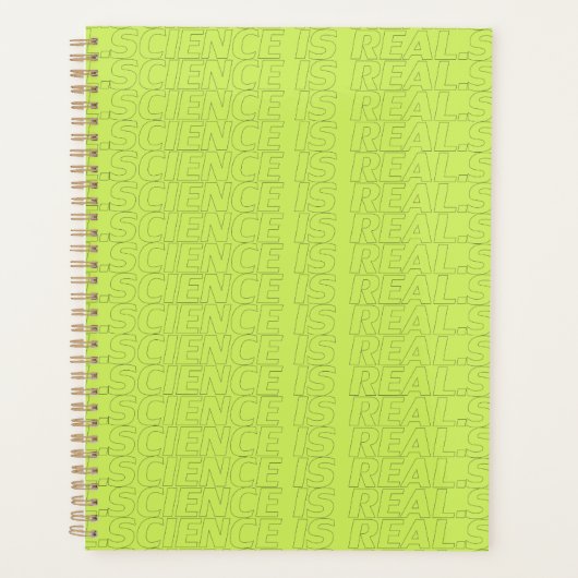 Wetenschap is echte moderne typografie neon groen planner (Voorkant)