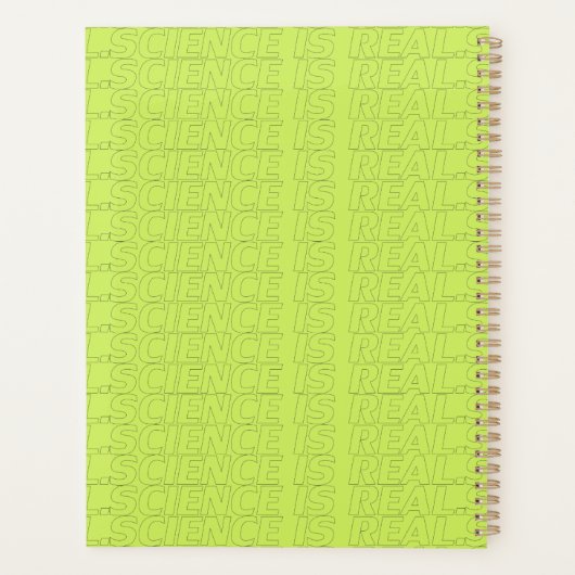 Wetenschap is echte moderne typografie neon groen planner (Achterkant)