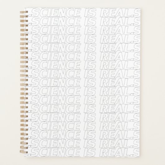 Wetenschap is echte zwart-wit moderne typografie planner (Voorkant)