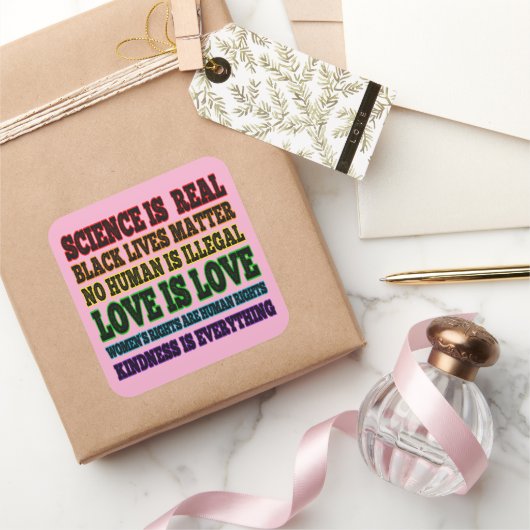 Wetenschap is een echte zwarte levenszaak vierkante sticker (Geschenken)