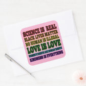 Wetenschap is een echte zwarte levenszaak vierkante sticker (Envelop)