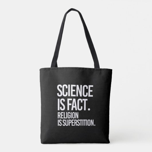 Wetenschap is een feit. Religie is bijgeloof. Tote Bag (Achterkant)