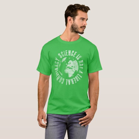 Wetenschap is geen liberale samenzwering t-shirt (Voorkant volledig)